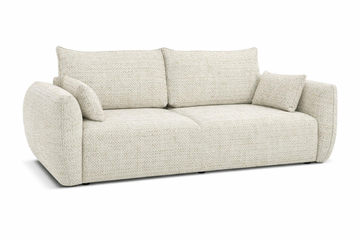 SOFA Mit Schlaffunktion Und Bettkasten, Chenille-Stoff Artico, Nata, Zephira - Beige, Holz (238/87/102cm) - Kaiser Möbel
