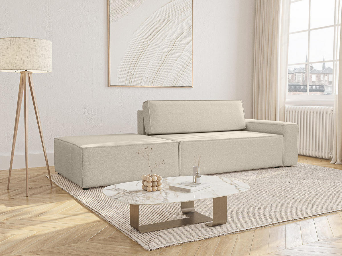 SCHLAFSOFA Lummo Si mit Schlaffunktion, Beige - Beige, Textil (263/70/100cm) - Fedve