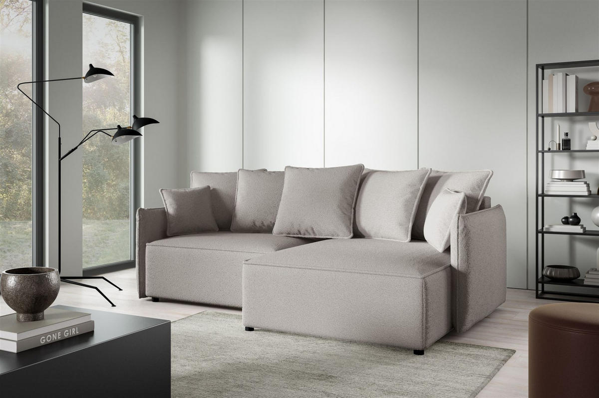 ECKSOFA Minea Mit Schlaffunktion - Beige, Holzwerkstoff/Textil (221/153cm) - Fun Möbel