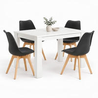 TISCHGRUPPE 120/80 cm Weiß mit 4 Stühlen schwarz - Beige/Schwarz, Holz/Kunststoff (80/80/120cm) - Homestyle4u