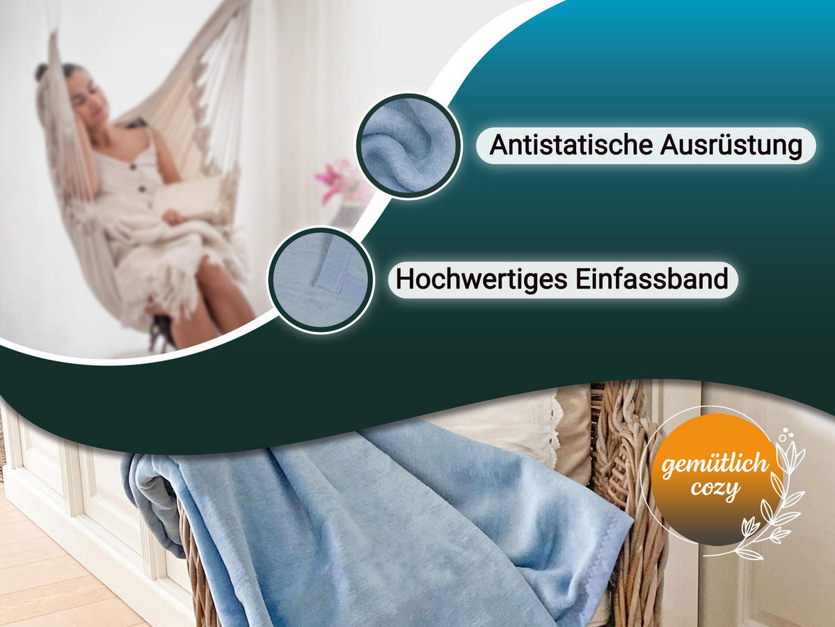 KUSCHELDECKE, 220x240 cm, 60% Baumwolle, 40% Polyacryl, Blau - Hellblau, Naturmaterialien (220/240cm) - Zollner