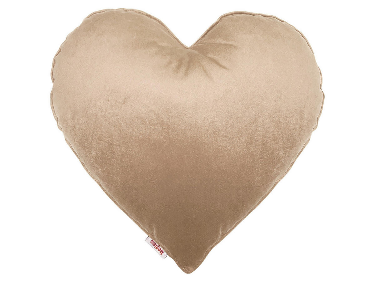 HERZKISSEN Samt&Sonders braun-beige 35x32 cm - Beige, Textil (34/32cm) - beties Heimtextil