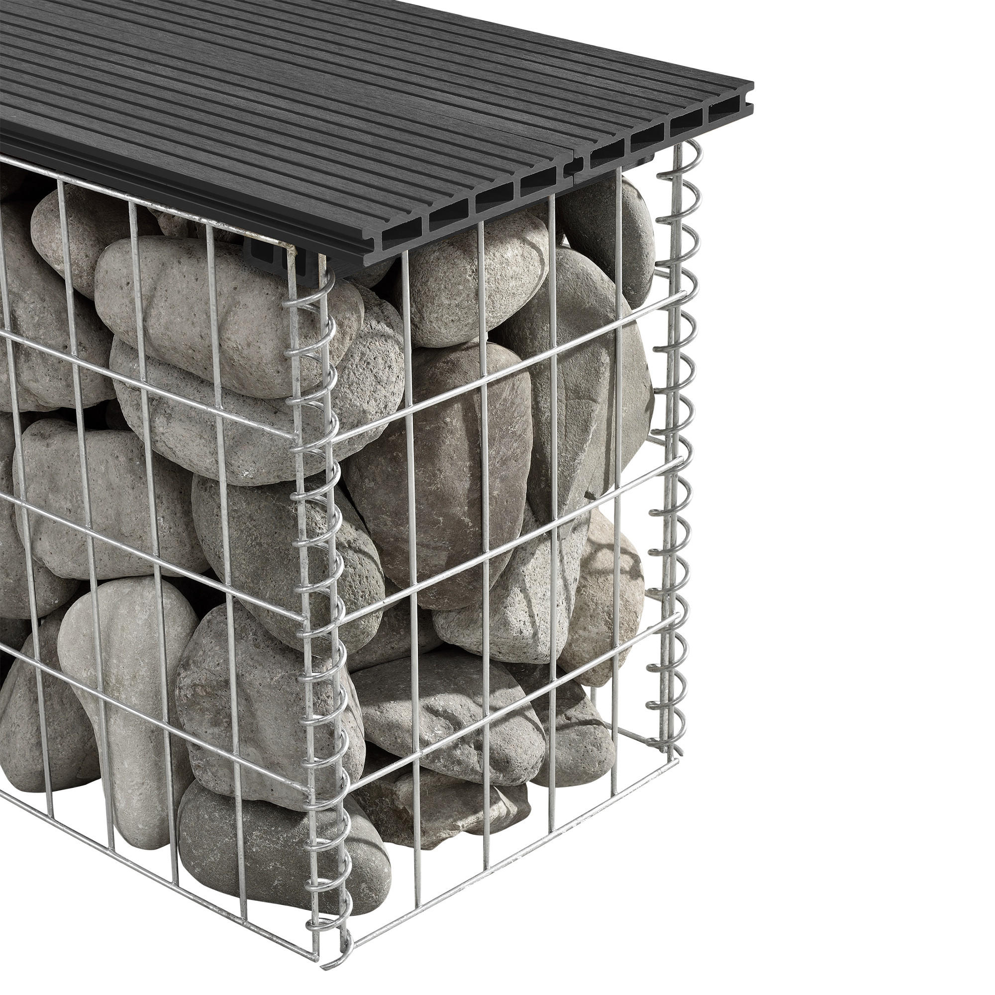 GABIONENBANK - Schwarz, Kunststoff (100/45/30cm) - pro.tec