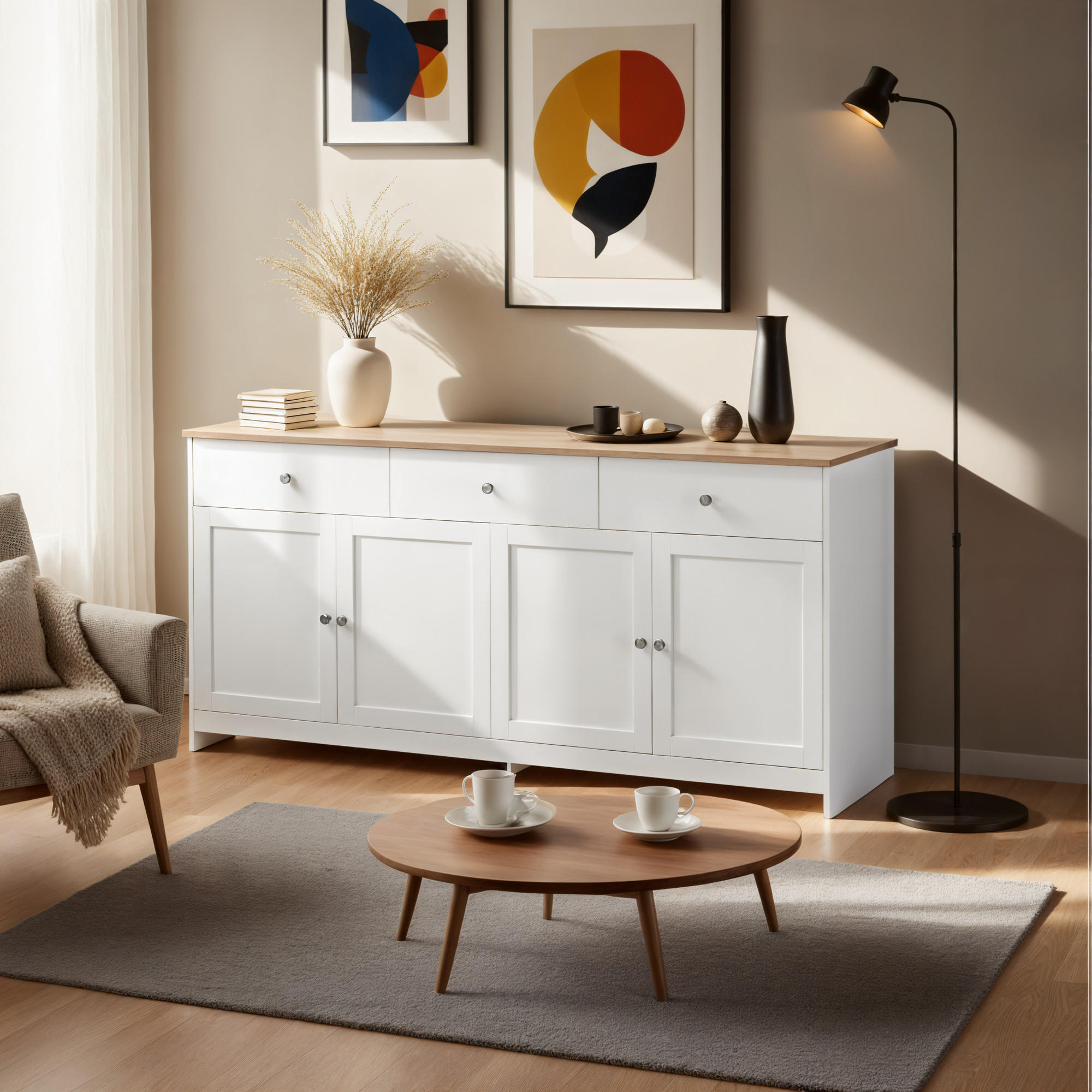 SIDEBOARD Weiß 160/37/75 cm - Weiß, Holzwerkstoff (37/75/160cm) - Urban Meuble