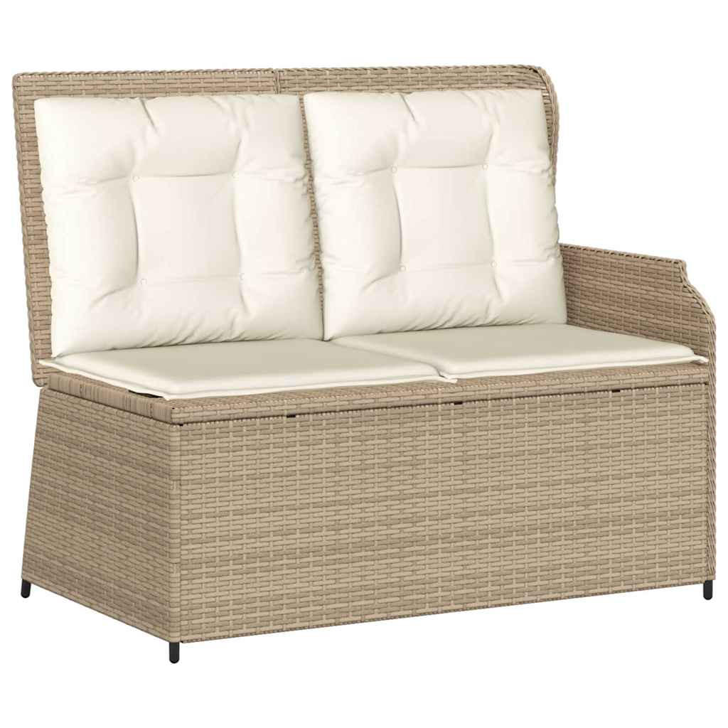GARTENBANK Verstellbar mit Kissen Beige Poly Rattan - Beige, Kunststoff (95/95/110cm)