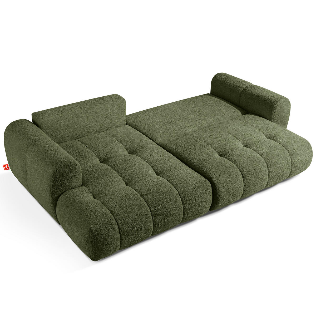 ECKSOFA LINKS LIRA, Olivgrün, Bouclé - Olivgrün, Holz/Holzwerkstoff (295/112cm) - KONSIMO®