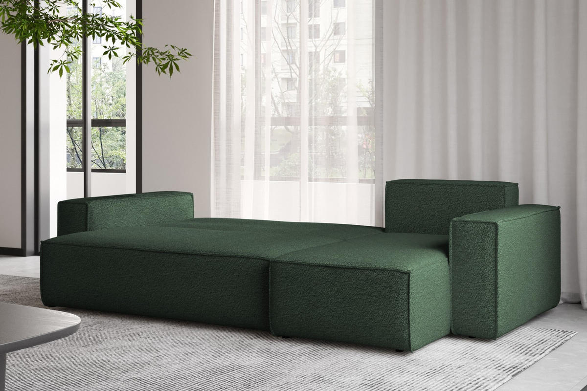ECKSOFA Mit Schlaffunktion Und Bettkasten L-Form BEST Stoff Abriamo Dunkelgrün Rechts - Dunkelgrün, Holz/Textil (244/142cm) - Kaiser Möbel