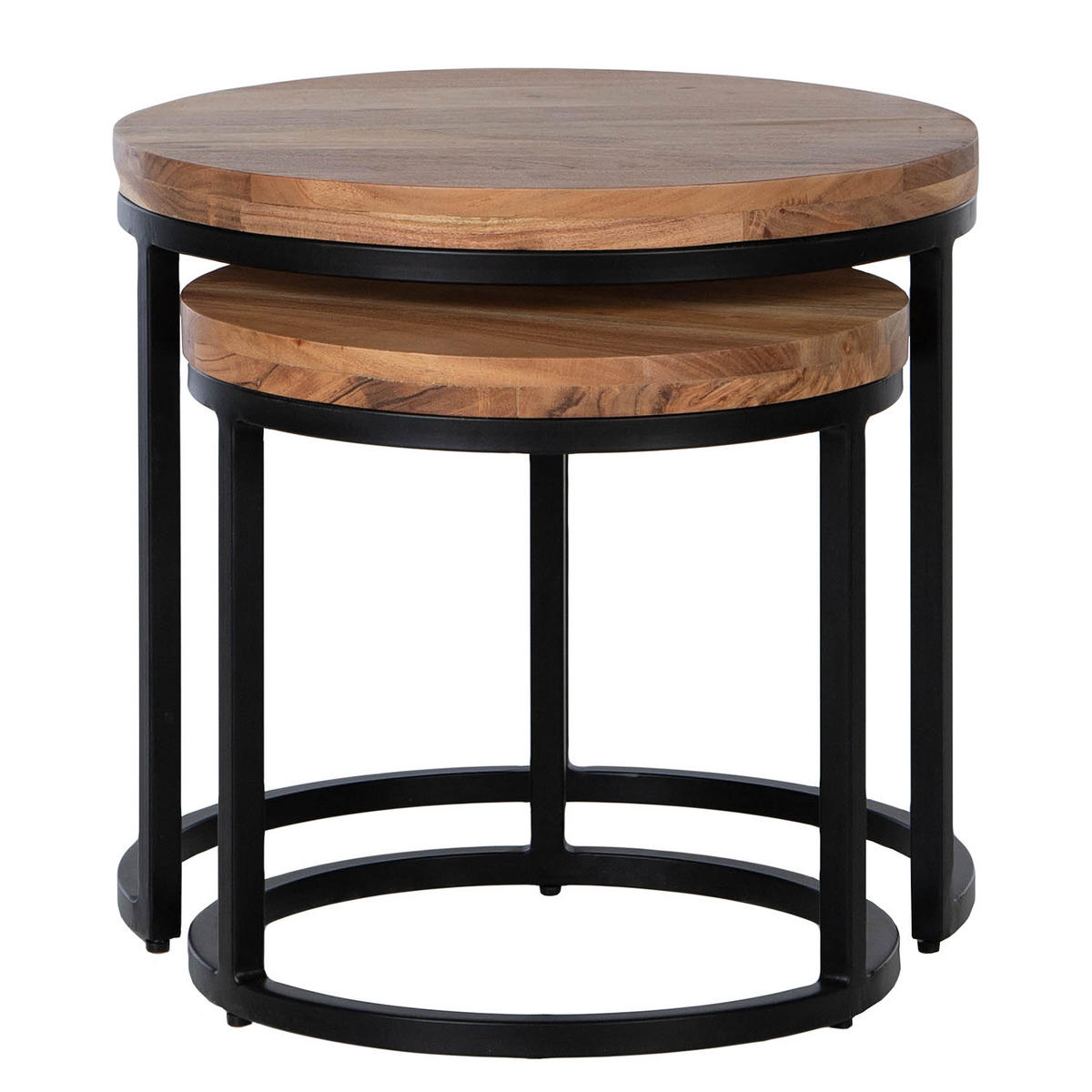 COUCHTISCH - Akazie massiv / Metall, 2er-Set - Akaziefarben, Holz (50/50/45cm) - home24