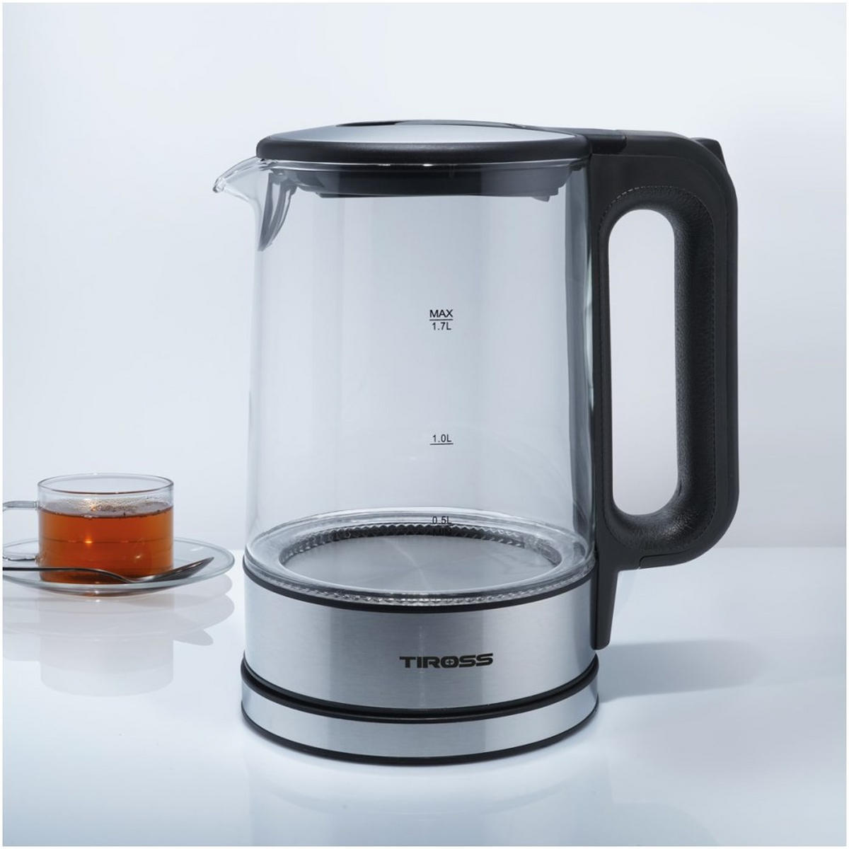WASSERKOCHER ELEKTRISCH Silber 16/16/24 cm TS2703 - Silberfarben, Glas (16/24/16cm) - Tiross 
