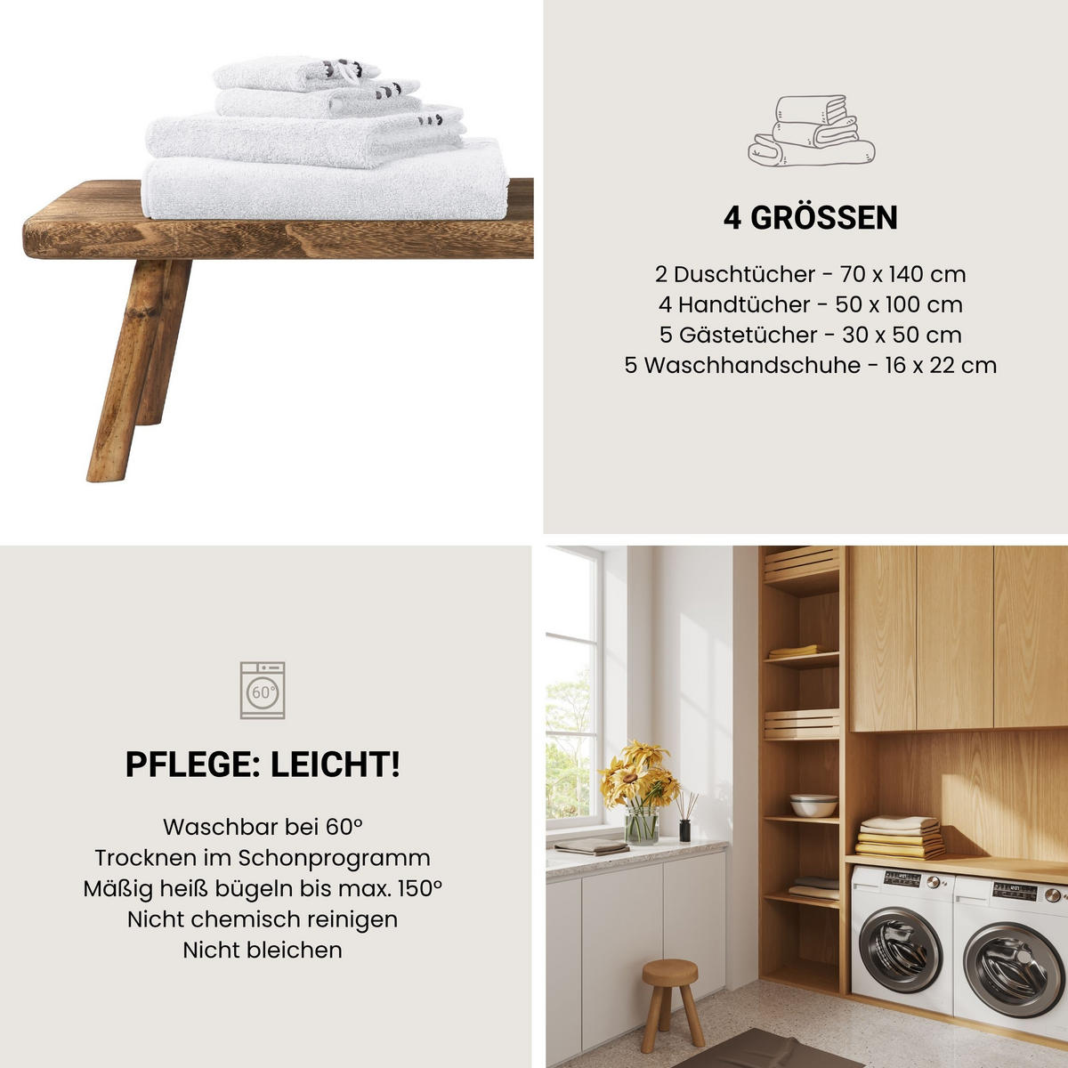 WASCHHANDSCHUHSET Skyline Color - 5-teilig - 16x22 cm - Weiß - Weiß, Textil (16/22cm) - SCHIESSER