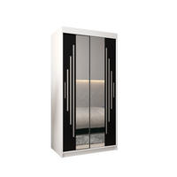 SCHWEBETÜRENSCHRANK 200/100/62 2-türig - Silberfarben/Schwarz, Holz/Kunststoff (100/200/62cm) - Abiks Möbel