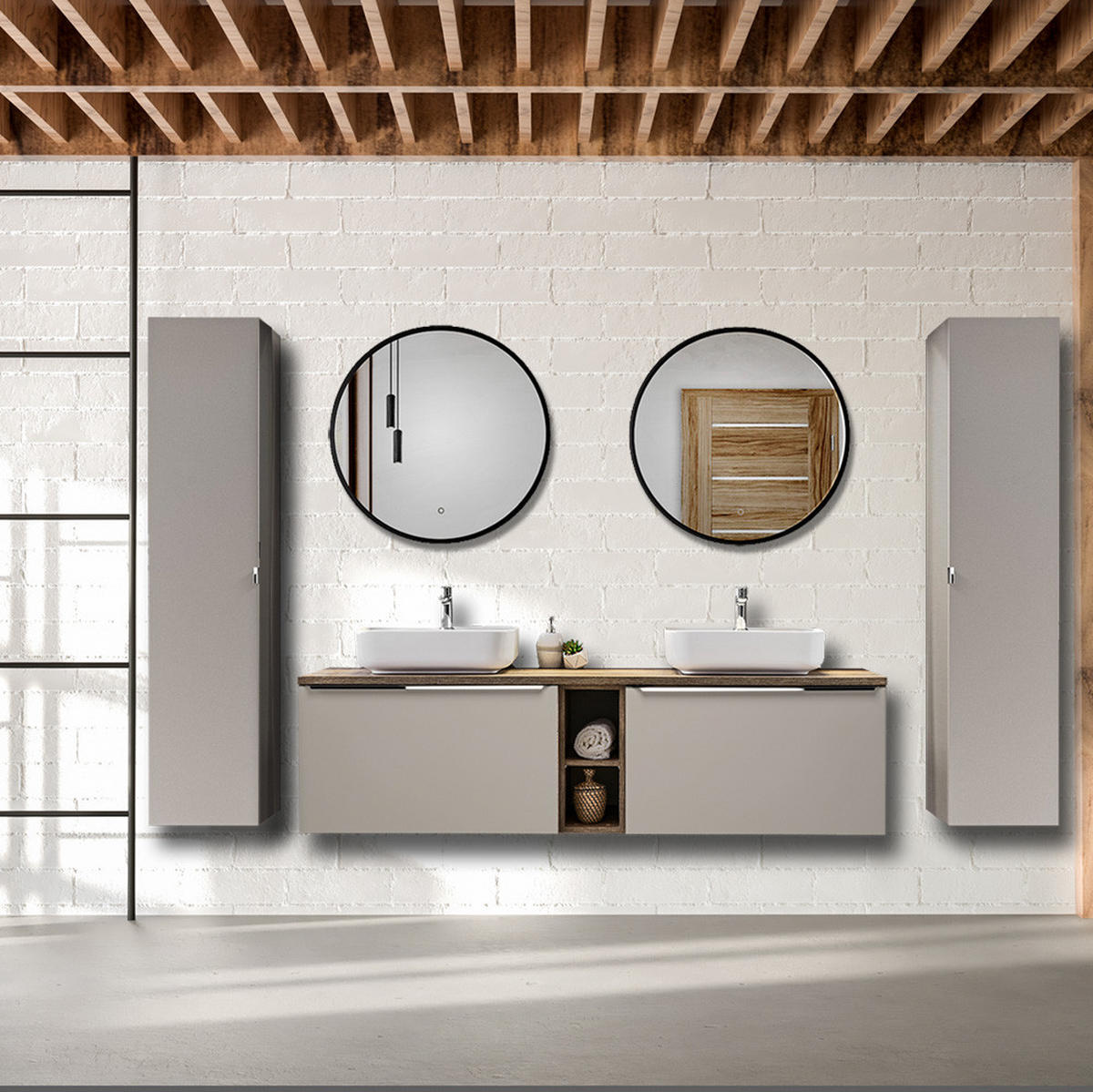 BADMÖBEL-SET 10-TLG. Puebla-56 - Beige, Holzwerkstoff (270/200/46cm) - Lomado