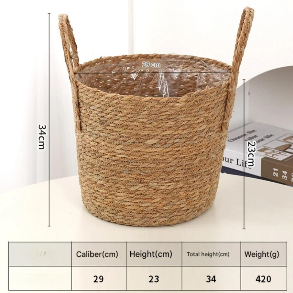 BLUMENTOPF, Geflochtenes Rattan, 29 × 34 cm, 2 Stück - Braun, Naturmaterialien (29/34cm) - Weltevree