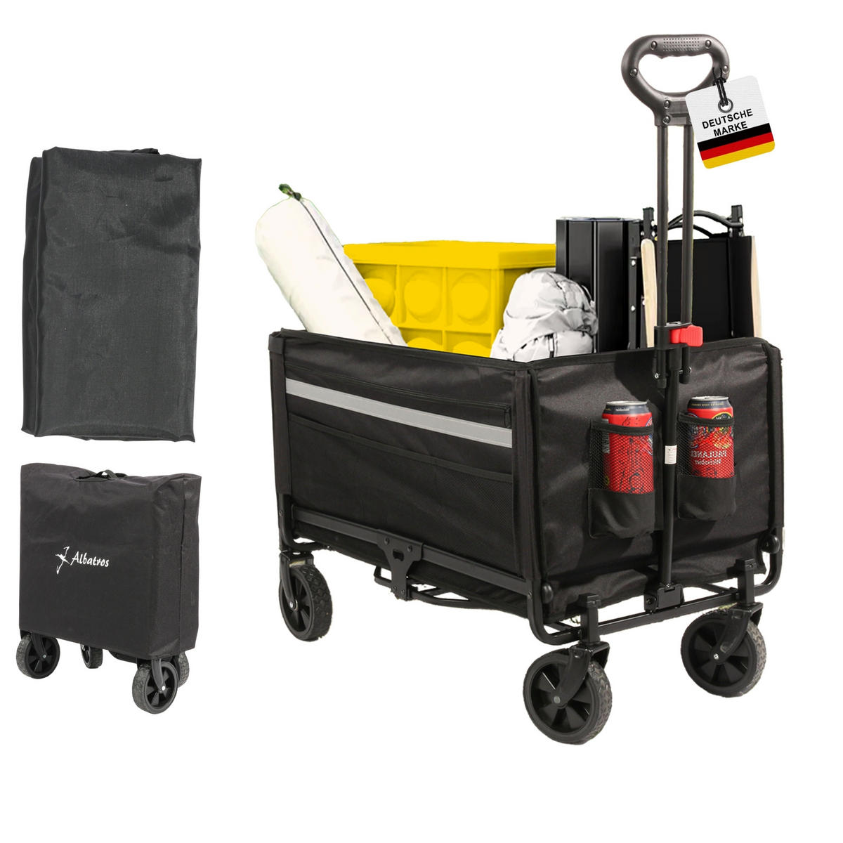 BOLLERWAGEN faltbar 120L - Schwarz, Kunststoff (47/94/86cm) - Albatros