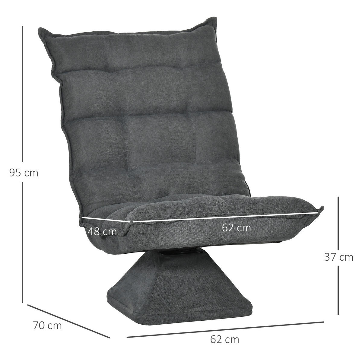 BODENSTUHL, Stahl, Leinenimitat, Grau - Grau, Metall (70/95/62cm) - HOMCOM
