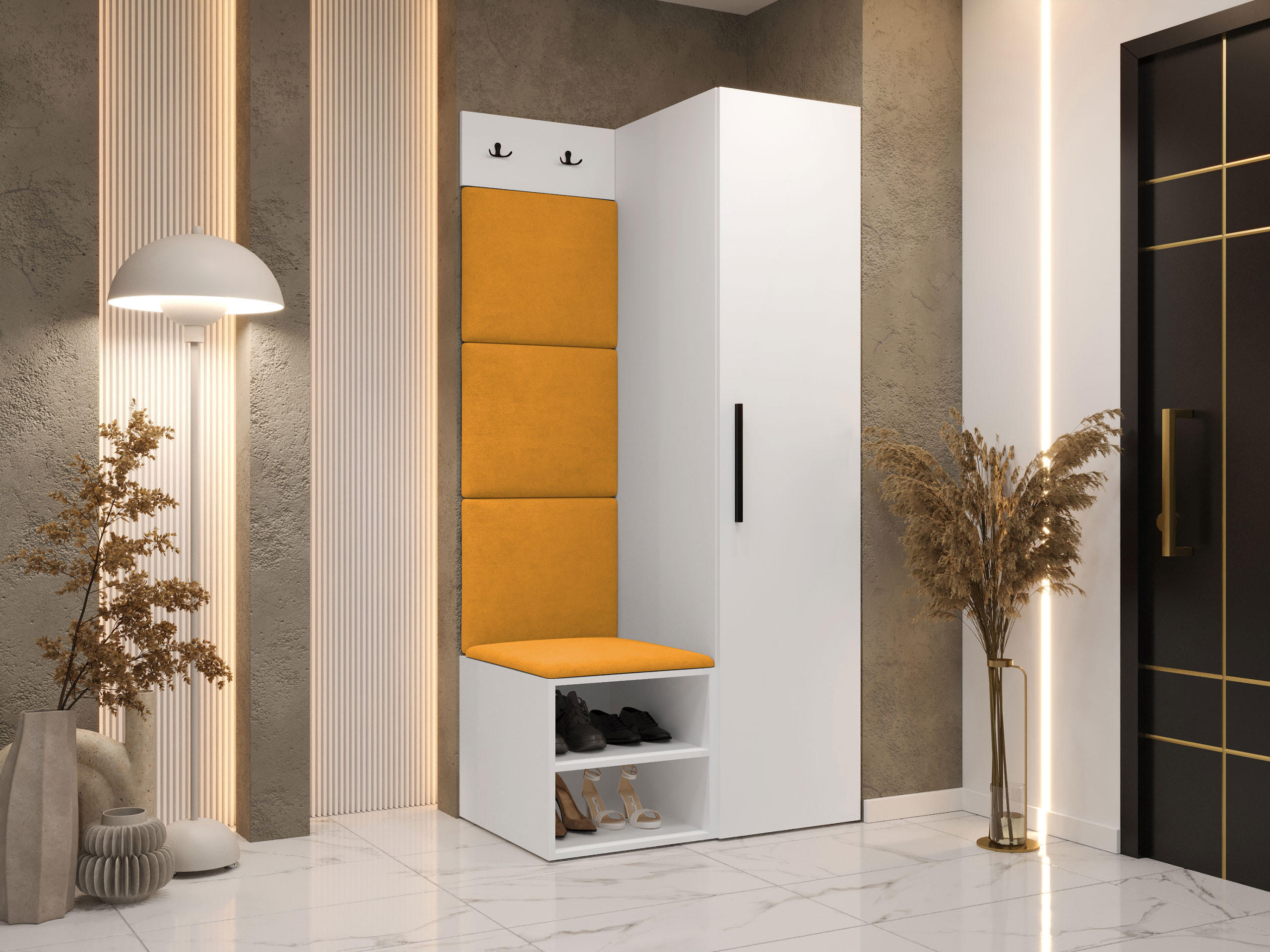 GARDEROBEN-SET Medi III - Schwarz/Orange, Holzwerkstoff/Kunststoff (40/191/50cm) - MIRJAN24