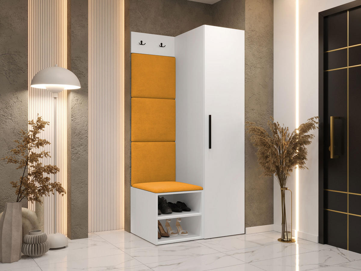 GARDEROBEN-SET Medi III - Schwarz/Orange, Holzwerkstoff/Kunststoff (40/191/50cm) - MIRJAN24