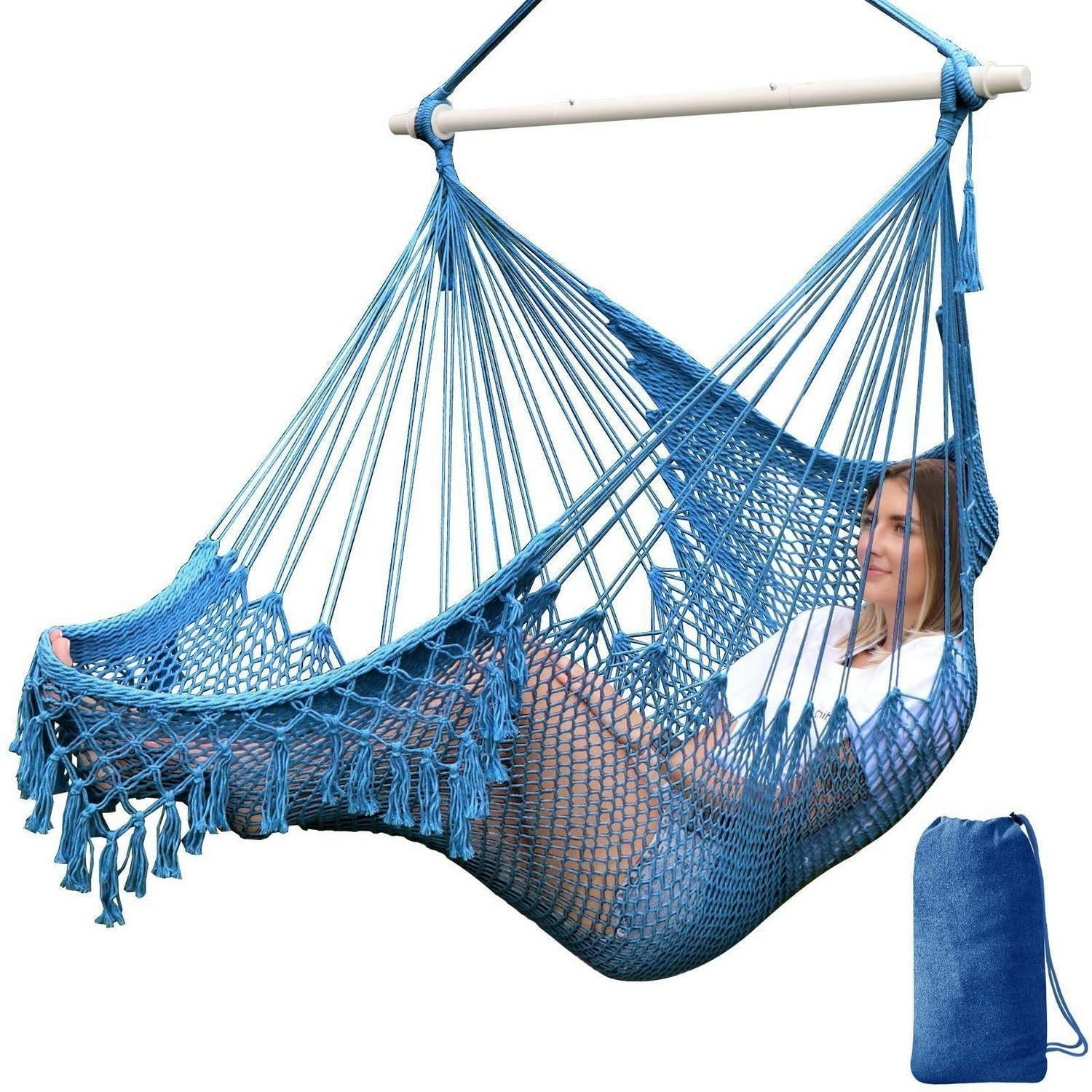 HÄNGESESSEL Baumwolle Königsblau 240 x 80 cm - Blau, Textil (80/1.5/240cm)