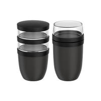 LUNCHPOT-SET XL Ellipse Nordic Black 900 ml + 1050 ml 2er Set - Schwarz, Kunststoff (10.7/20/10.7cm) - Mepal