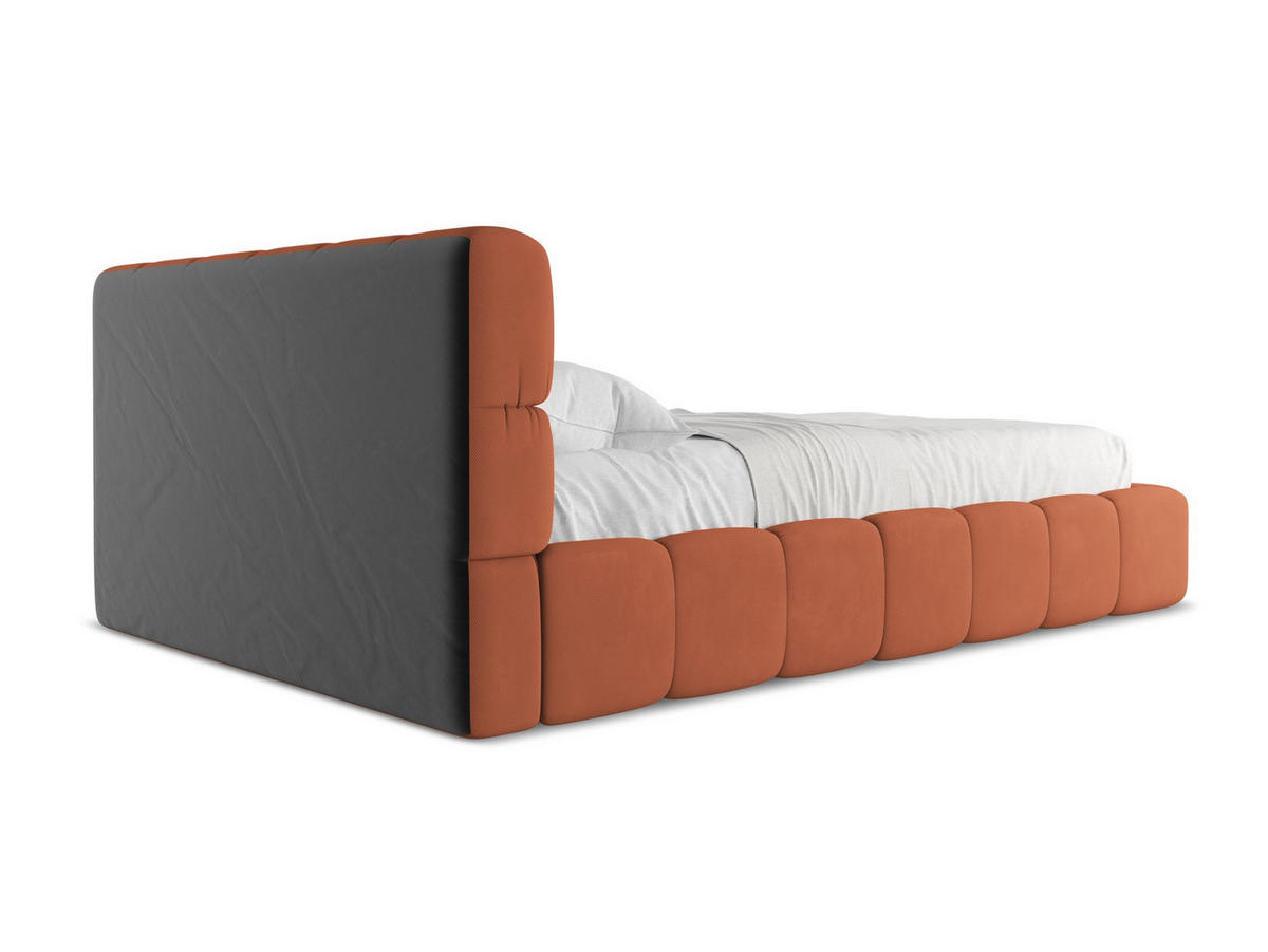 POLSTERBETT mit Bettkasten und Lattenrost 160x228 Orange - Terracotta/Schwarz, Kunststoff/Textil (140/200cm) - Makamii