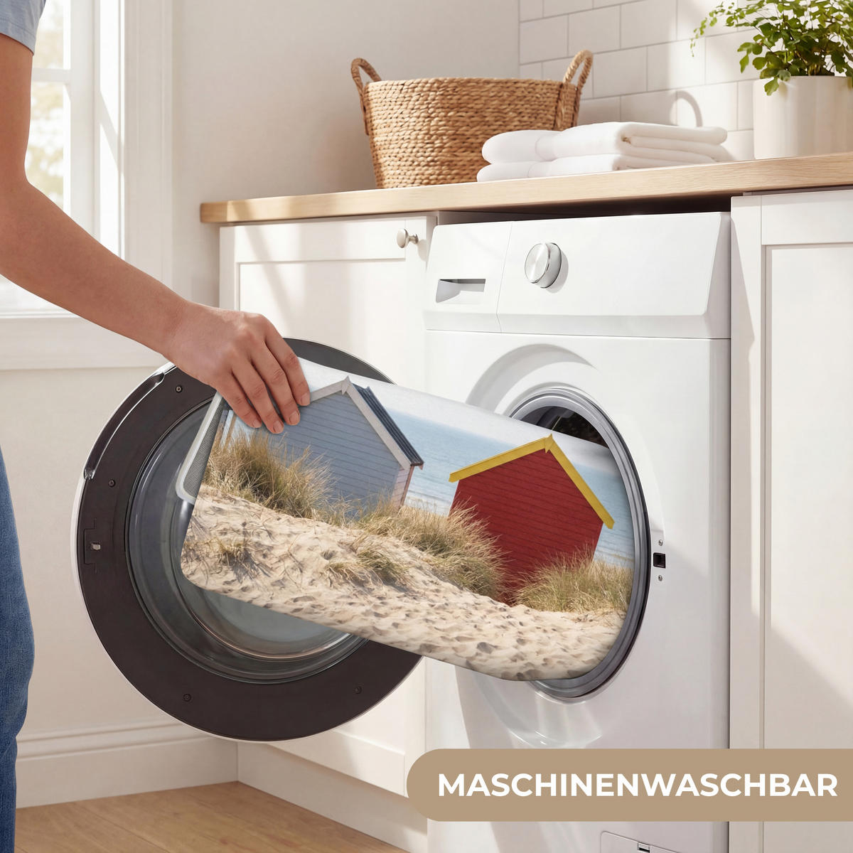 KOUPELNOVÁ PŘEDLOŽKA Pláž - Chaty - Barevné - Duny 80x50 cm - různobarevná, textil/plast (80/50cm) - OnlyWow