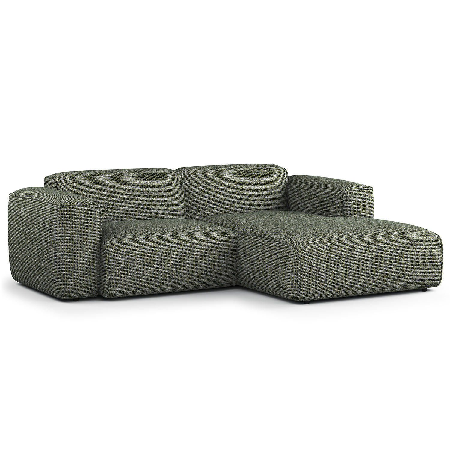 ECKSOFA mit XL-Longchair - Schwarz/Grün, Kunststoff/Textil (260/171cm) - home24