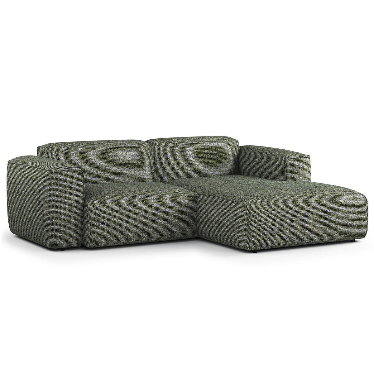 ECKSOFA mit XL-Longchair - Schwarz/Grün, Kunststoff/Textil (260/171cm) - home24