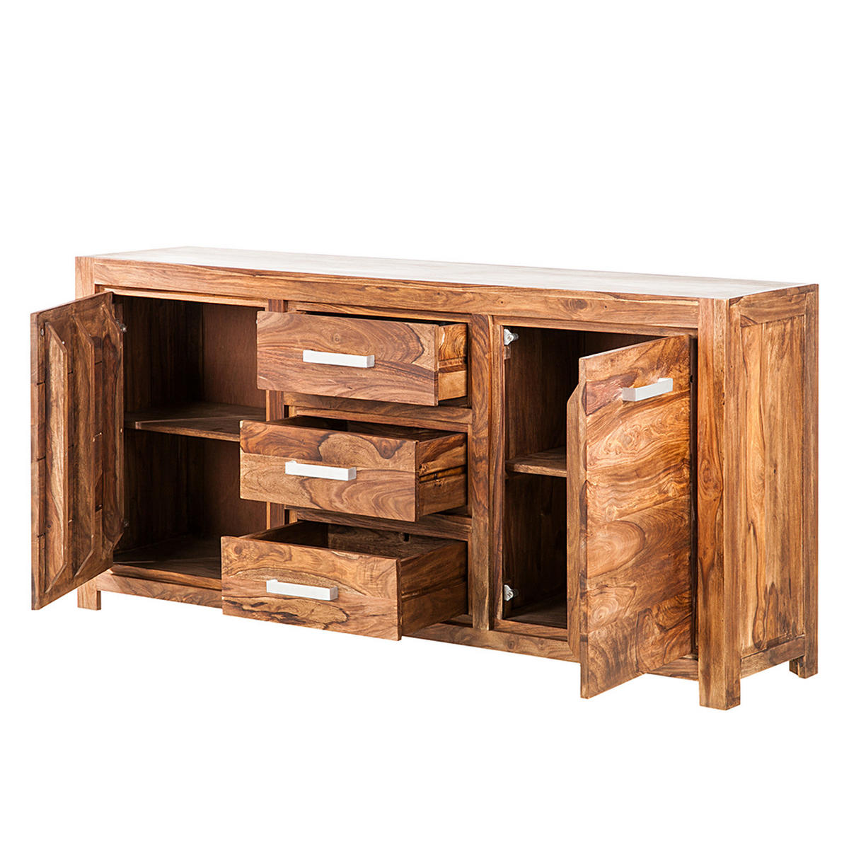 SIDEBOARD - Sheesham massiv - Sheeshamfarben, Holz (170/82/40cm) - home24