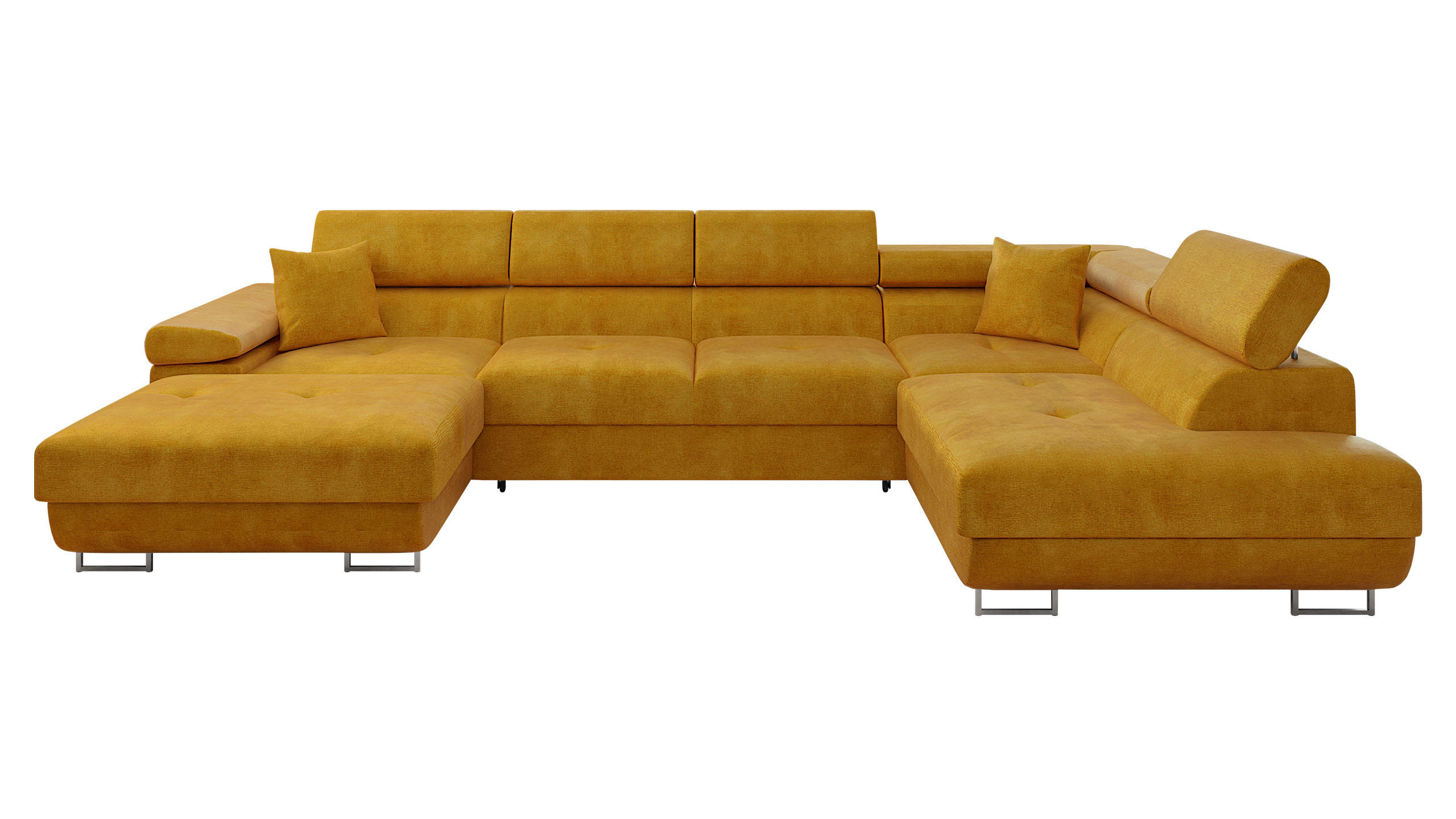 WOHNLANDSCHAFT Torezio Bis, Seite: Rechts - Currygelb, Holz/Textil (346/90/203cm) - MIRJAN24