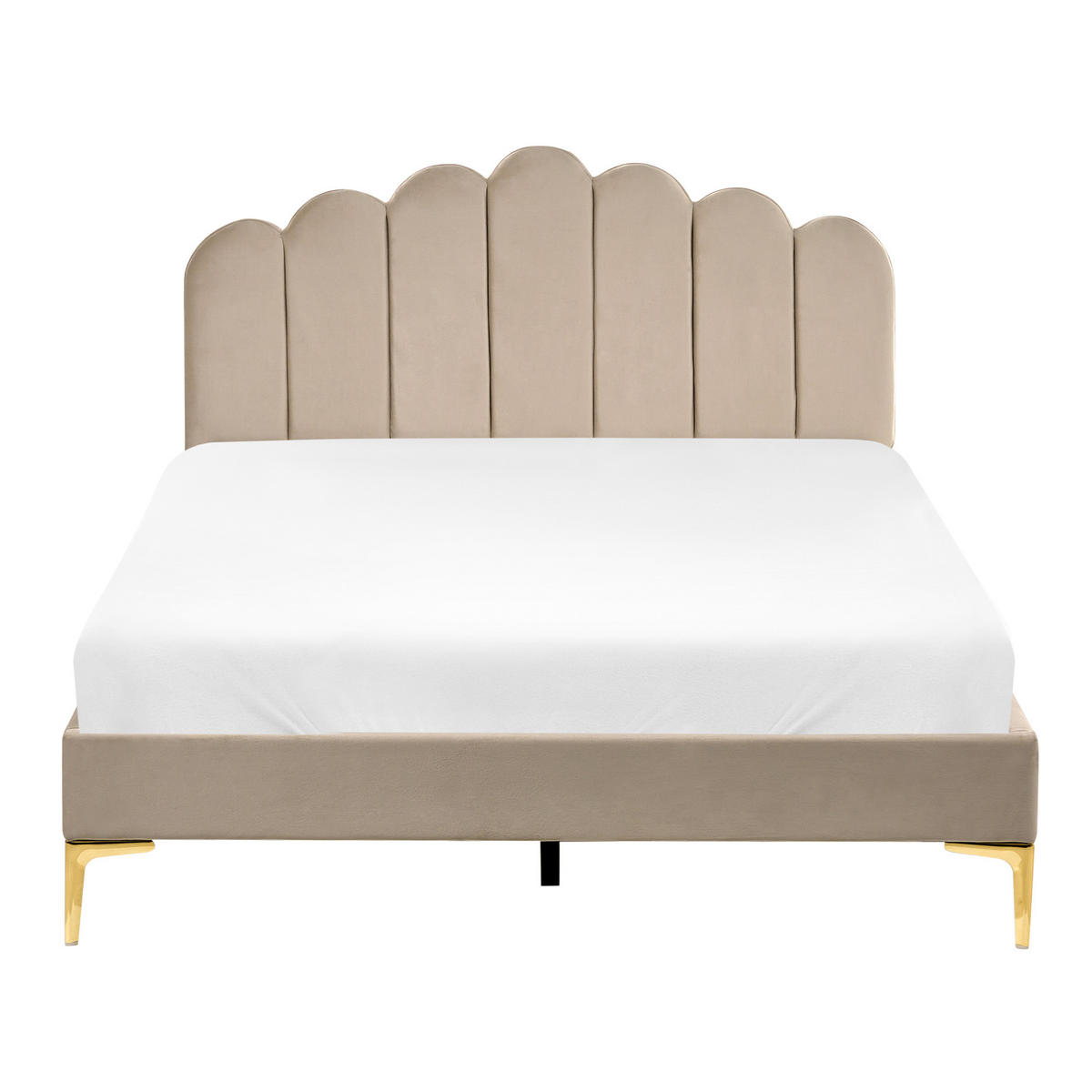 POSTEL s roštem 140/200 cm Sametová látka Taupe Sauvian - šedohnědá, textil (140/200cm) - Beliani