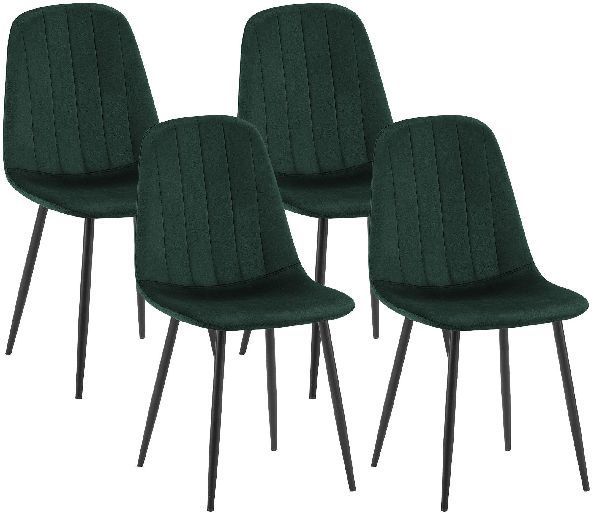STUHL 4 Samt Grün - Schwarz/Grün, Textil/Metall (45/88/54cm) - CLP