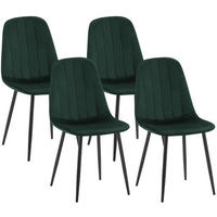 STUHL 4 Samt Grün - Schwarz/Grün, Textil/Metall (45/88/54cm) - CLP