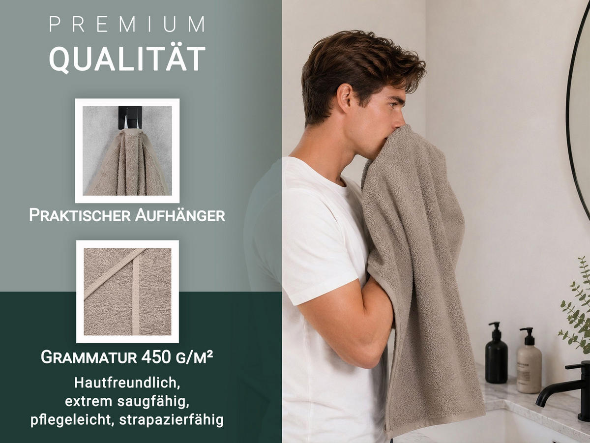 HANDTÜCHER, 10er-Set, 50x100 cm, 100% Baumwolle, Braun - Fango, Textil (50/100cm) - Zollner