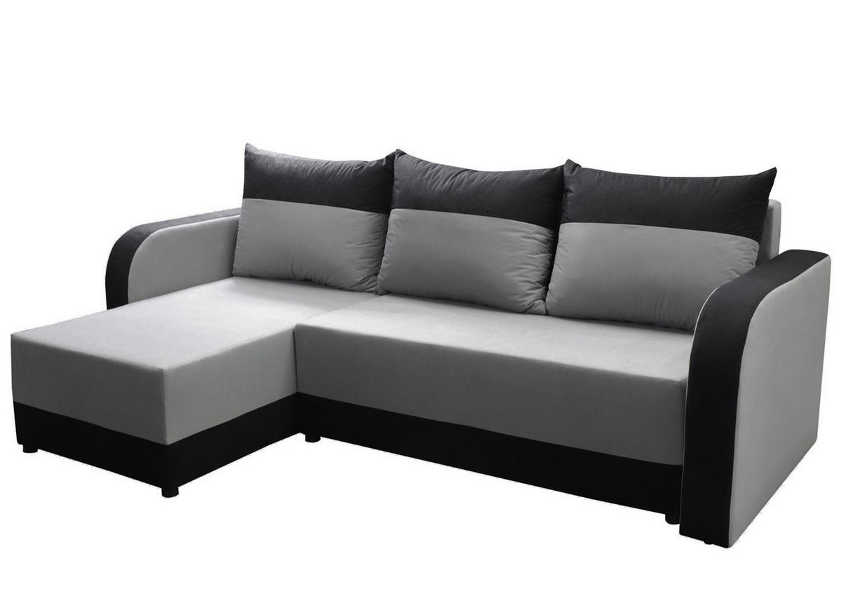 ECKSOFA Hawana Schwarz/Grau - Cappuccino, Textil (280/138cm) - imoebel24