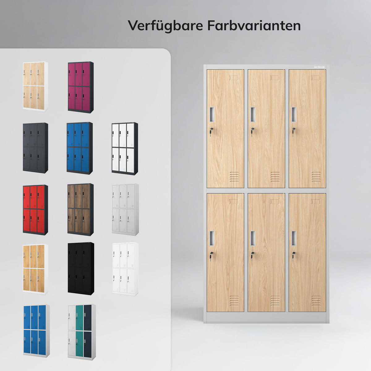ARBEITSSCHUTZ-GARDEROBENSCHRANK 6-Türiger IGOR 185x90x45 cm - Grau/Sonoma Eiche, Metall (90/185/45cm) - Jan Nowak
