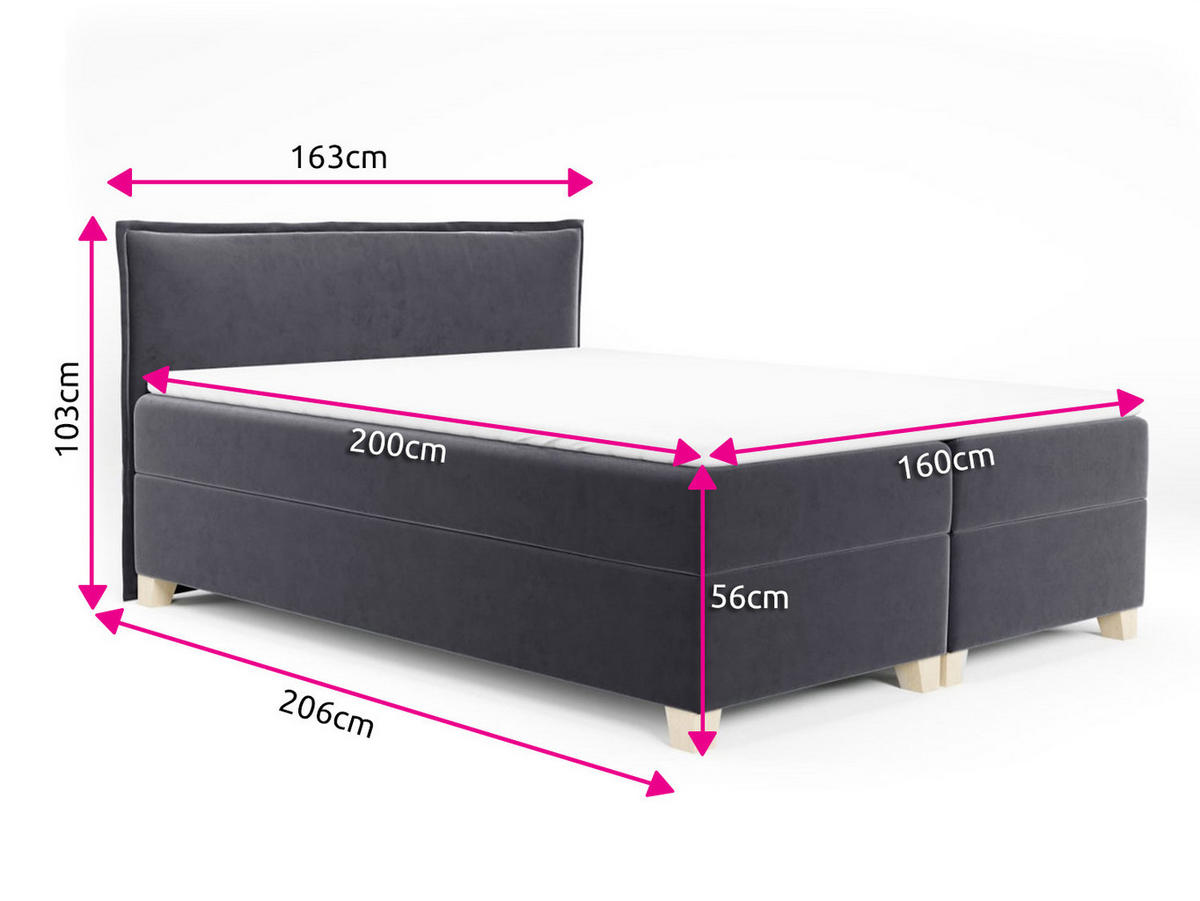 BOXBETT Fren - 160x200 - beige (Paros 02, Velvet) - Beige, Holz/Holzwerkstoff (160/200cm) - Sofnet