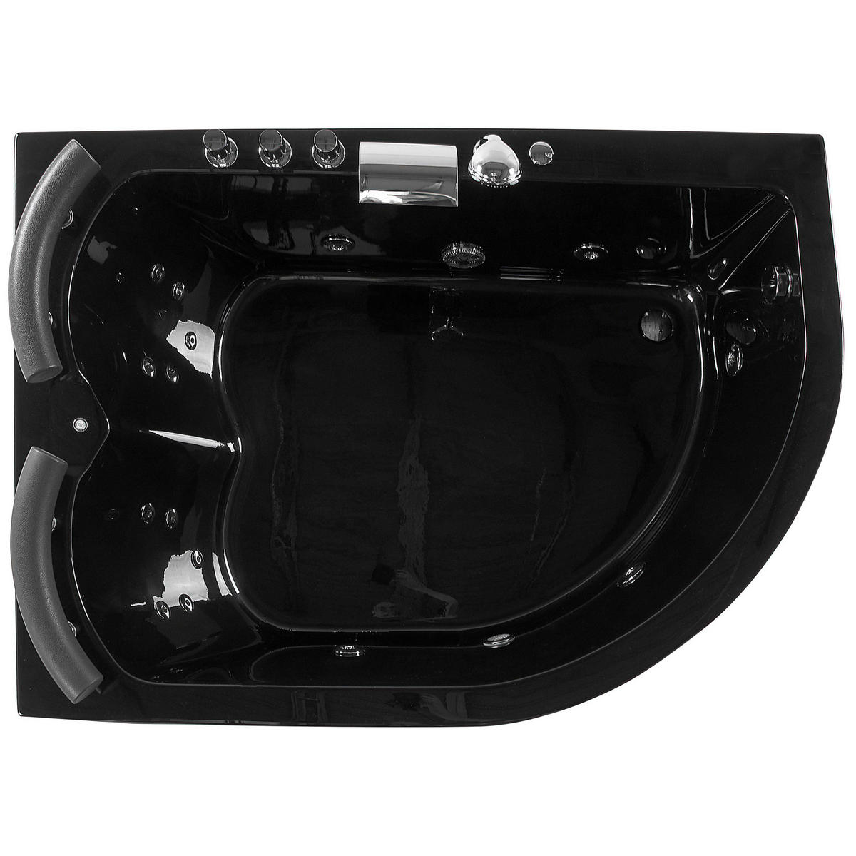 WHIRLPOOL-BADEWANNE mit LED 113x160x63 cm schwarz Paradiso - Schwarz, Kunststoff (113/63/160cm) - Beliani
