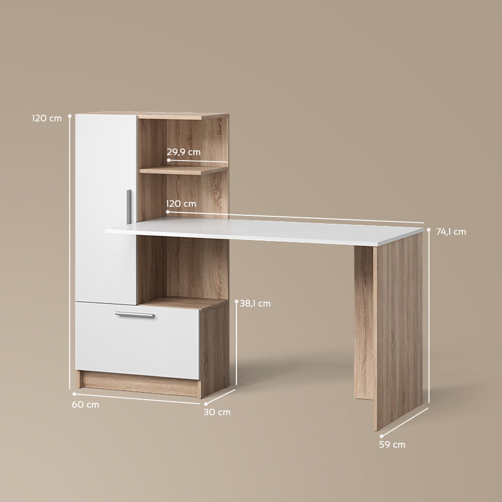 Thumbnail - Livinity® Schreibtisch, Sonoma Eiche, Holzwerkstoff, 7 Fächer, Rechteckig, 150x120.1x59.3 cm, Arbeitszimmer, Schreibtisc...