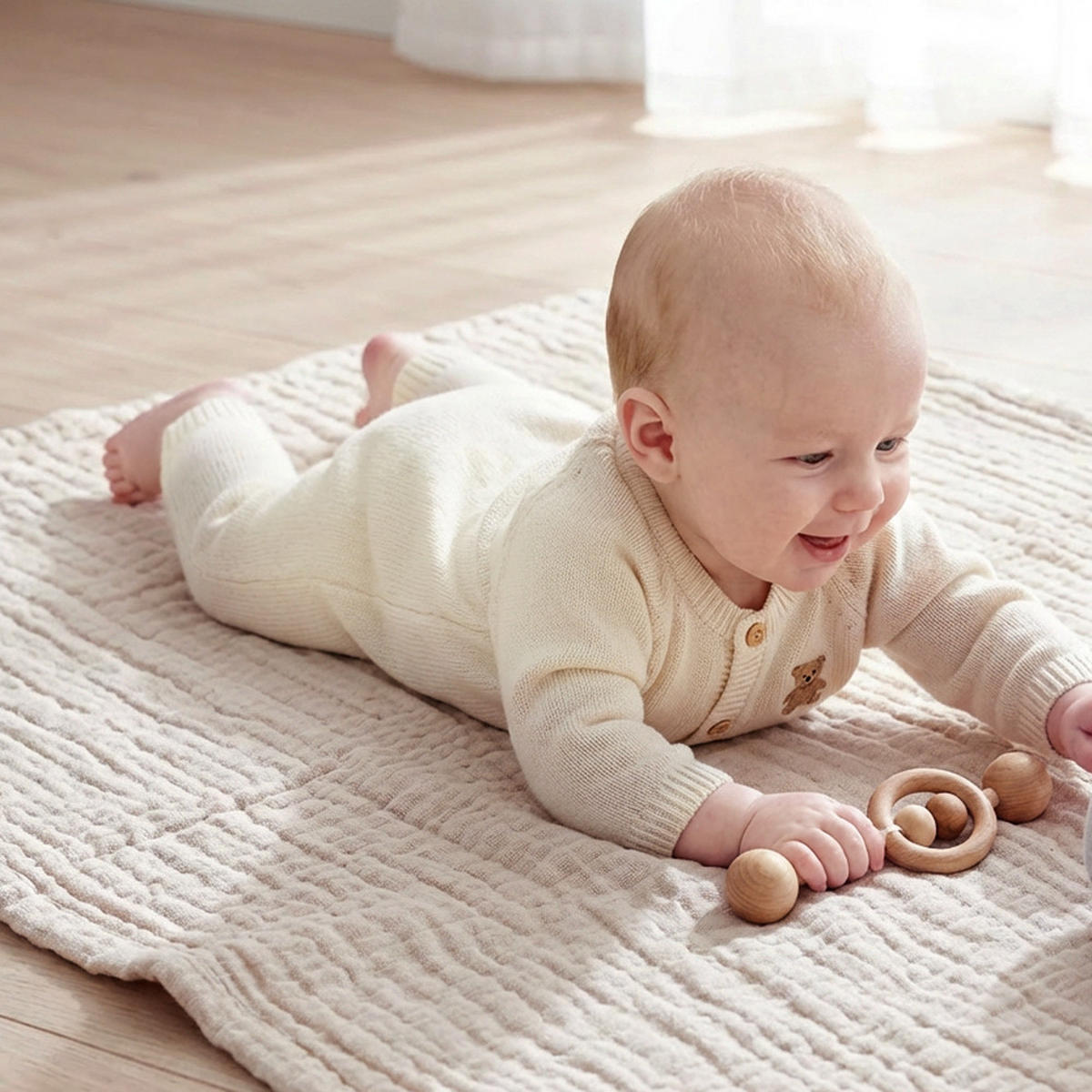 MUSSELINDECKE Babydecke Stilltuch Einschlagdecke Säuglingsdecke Mulltuch ab Geburt - Naturfarben, Textil (80/80cm) - nordic coast company