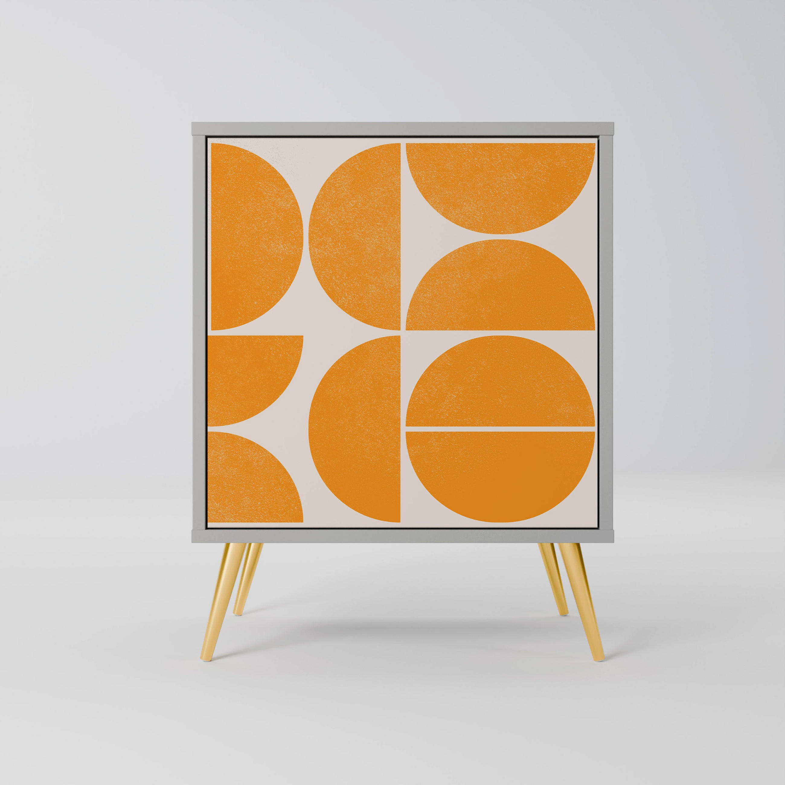 SIDEBOARD RECURRING DREAMS, Grau, 57,5x42x75,5 cm, Goldfarbene Metallfüße - Goldfarben/Multicolor, Holzwerkstoff/Metall (57.5/75.5/42cm) - SpaceRebels