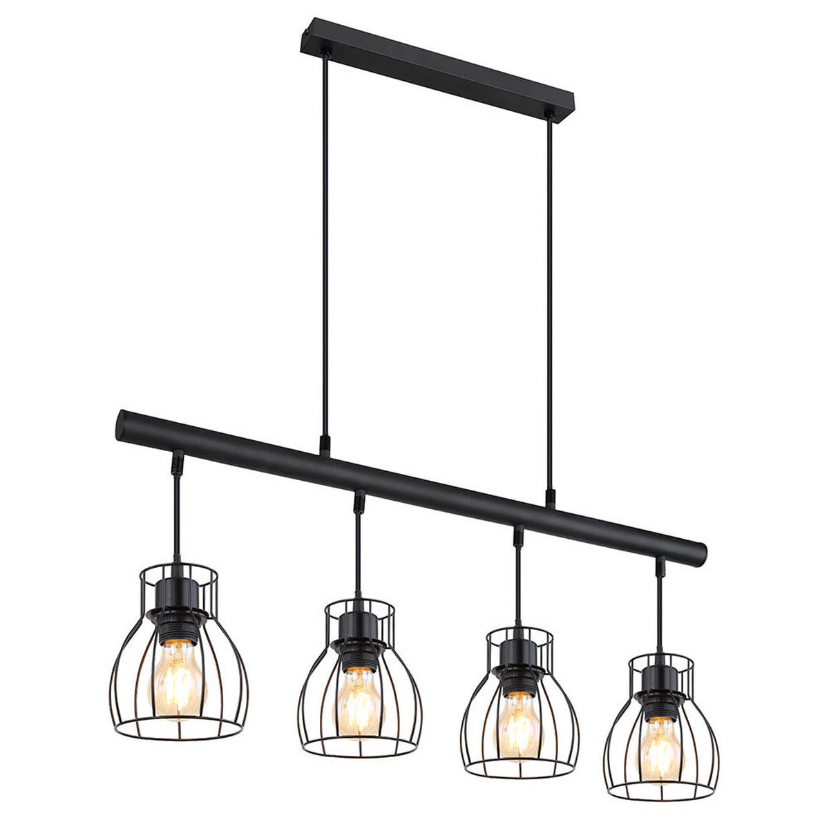 HÄNGELEUCHTE Käfig-Design Schwarz 4-Flammig - Schwarz, Metall (77/14/120cm) - Globo Lighting
