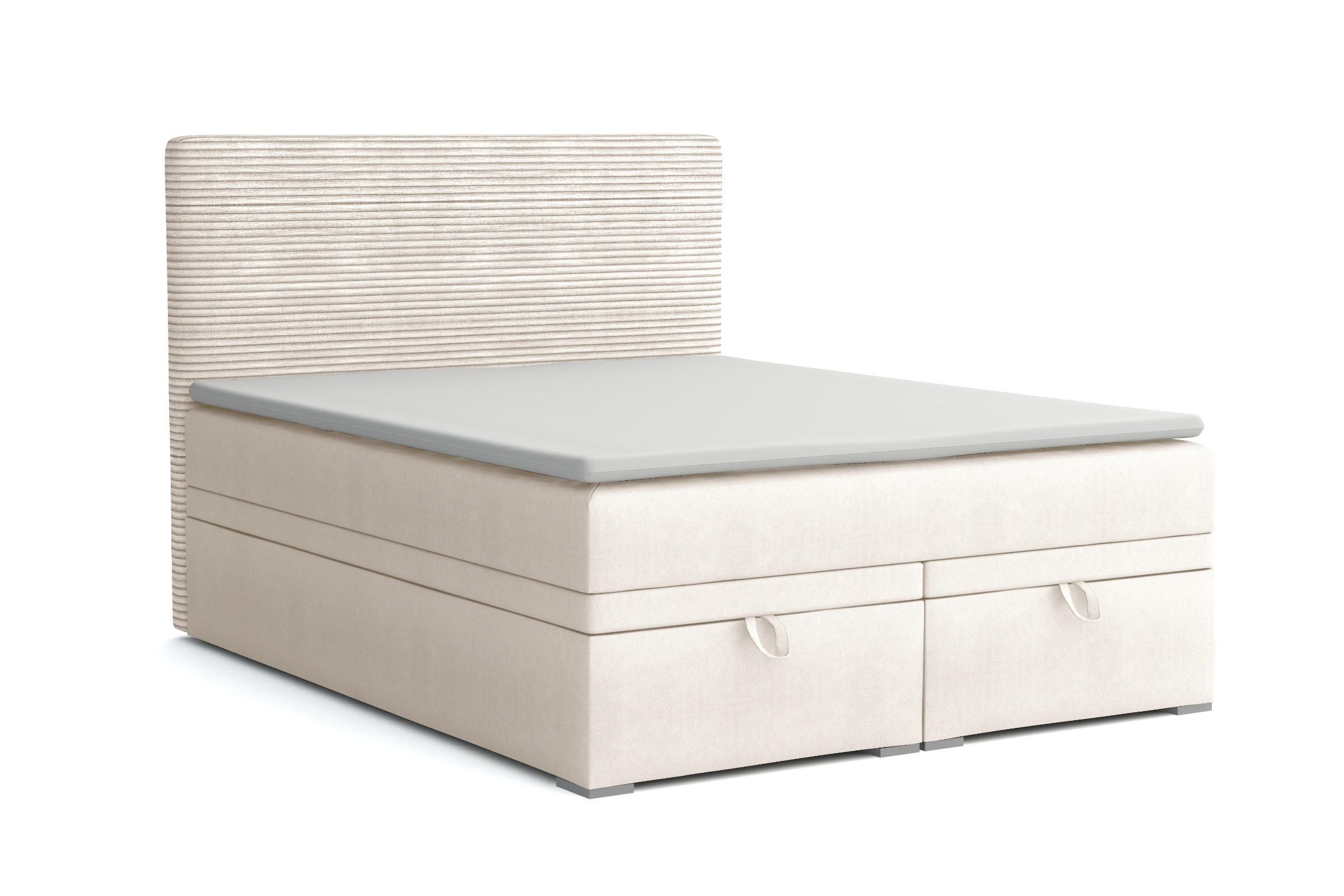 BOXBETT DARO 120/200 in Velour/Cord Creme - Creme, Holz/Holzwerkstoff (120/200cm) - Deine Möbel 24