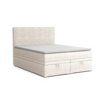 BOXBETT DARO 120/200 in Velour/Cord Creme - Creme, Holz/Holzwerkstoff (120/200cm) - Deine Möbel 24