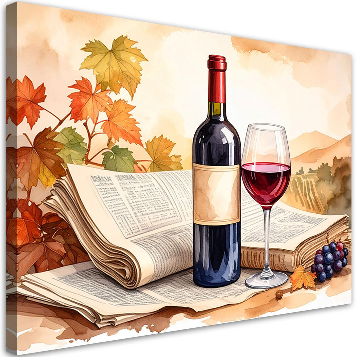 LEINWANDBILD Flasche Rotwein 120x80cm - Beige, Textil (120/80cm) - Feeby