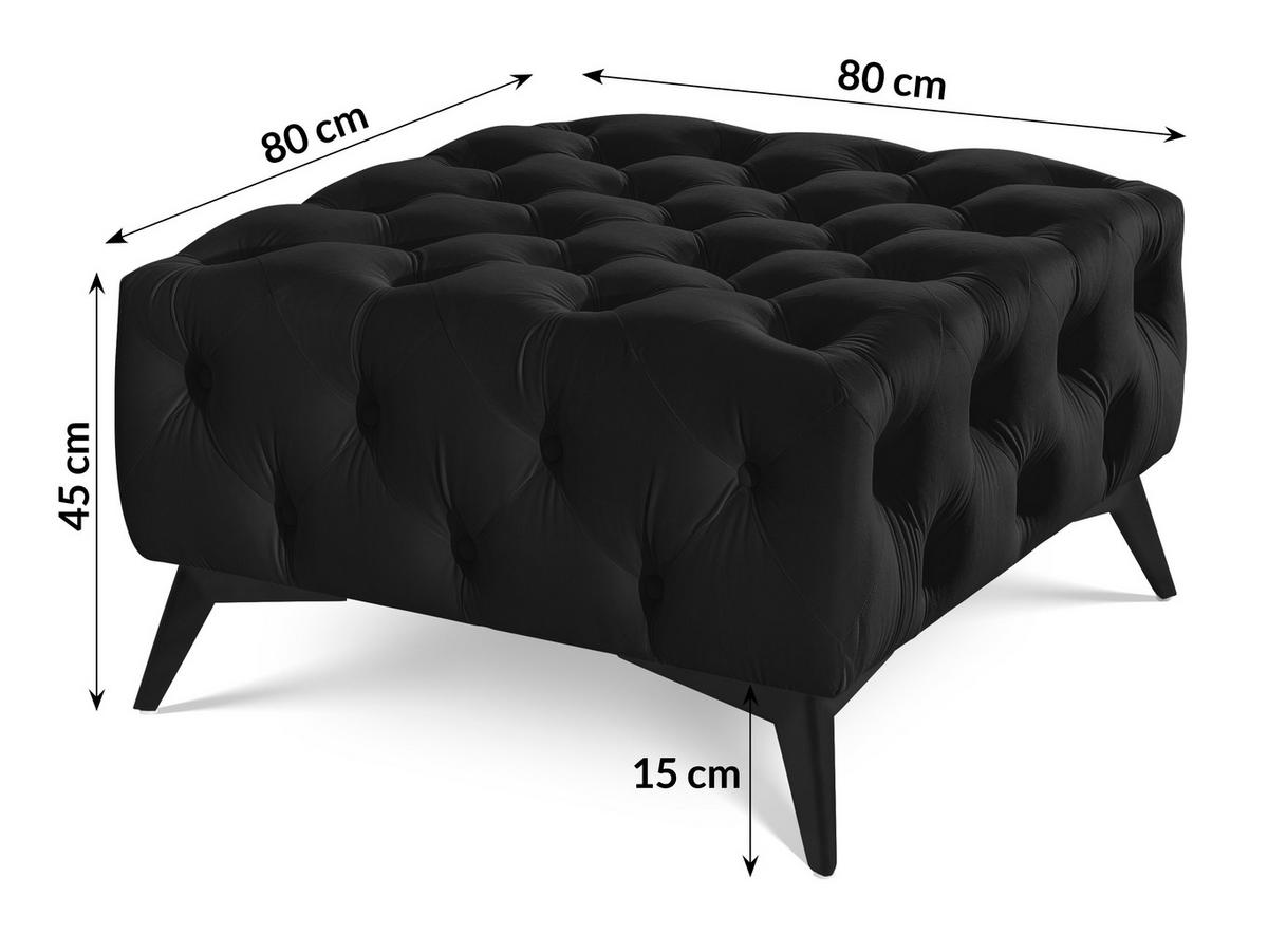 HOCKER Chesterfield Whitby Schwarz Samt mit schwarzen Füßen - Schwarz, Holz/Textil (80/45/80cm) - S-Style Möbel
