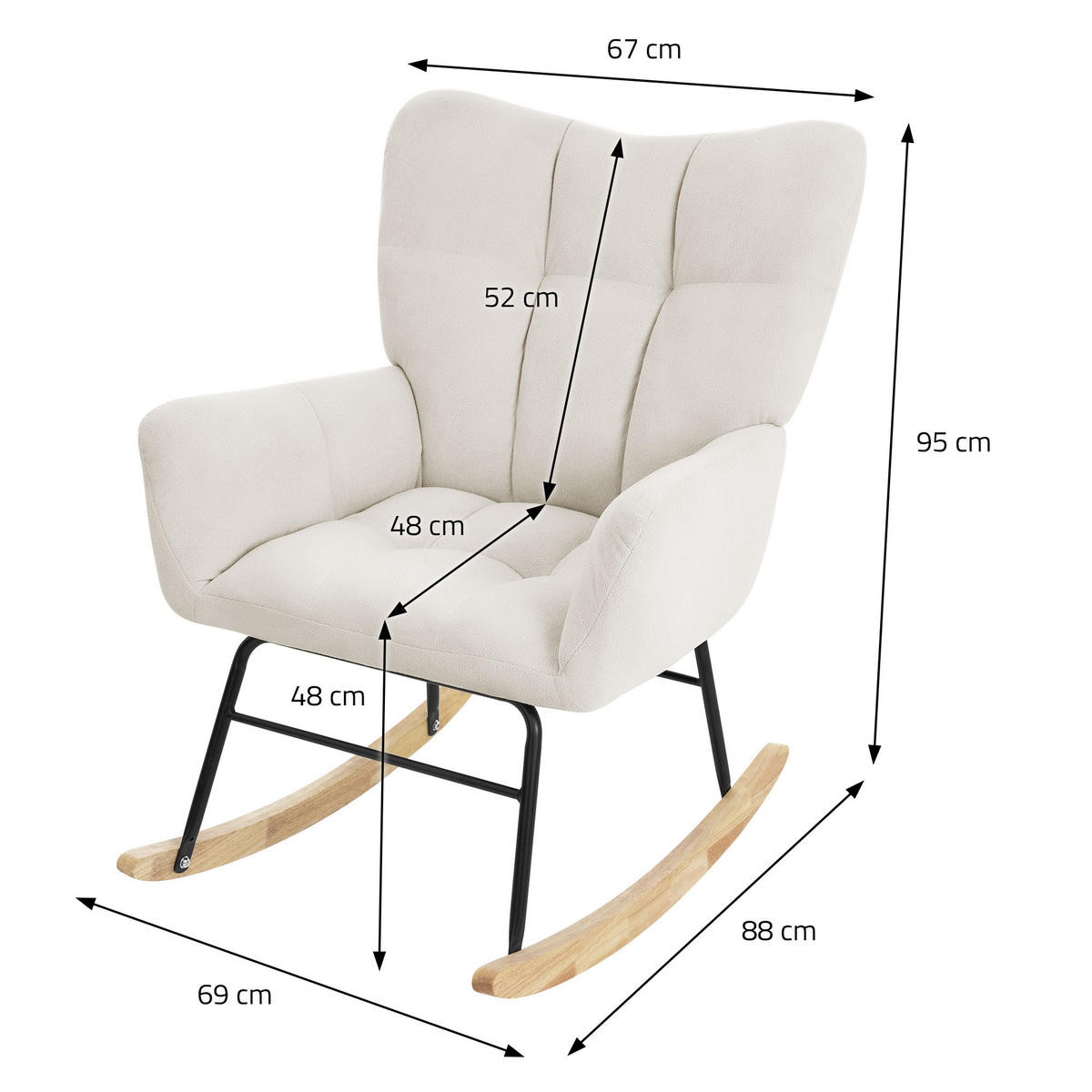 SCHAUKELSESSEL - Weiß, Metall (88/95/69cm) - ML-DESIGN