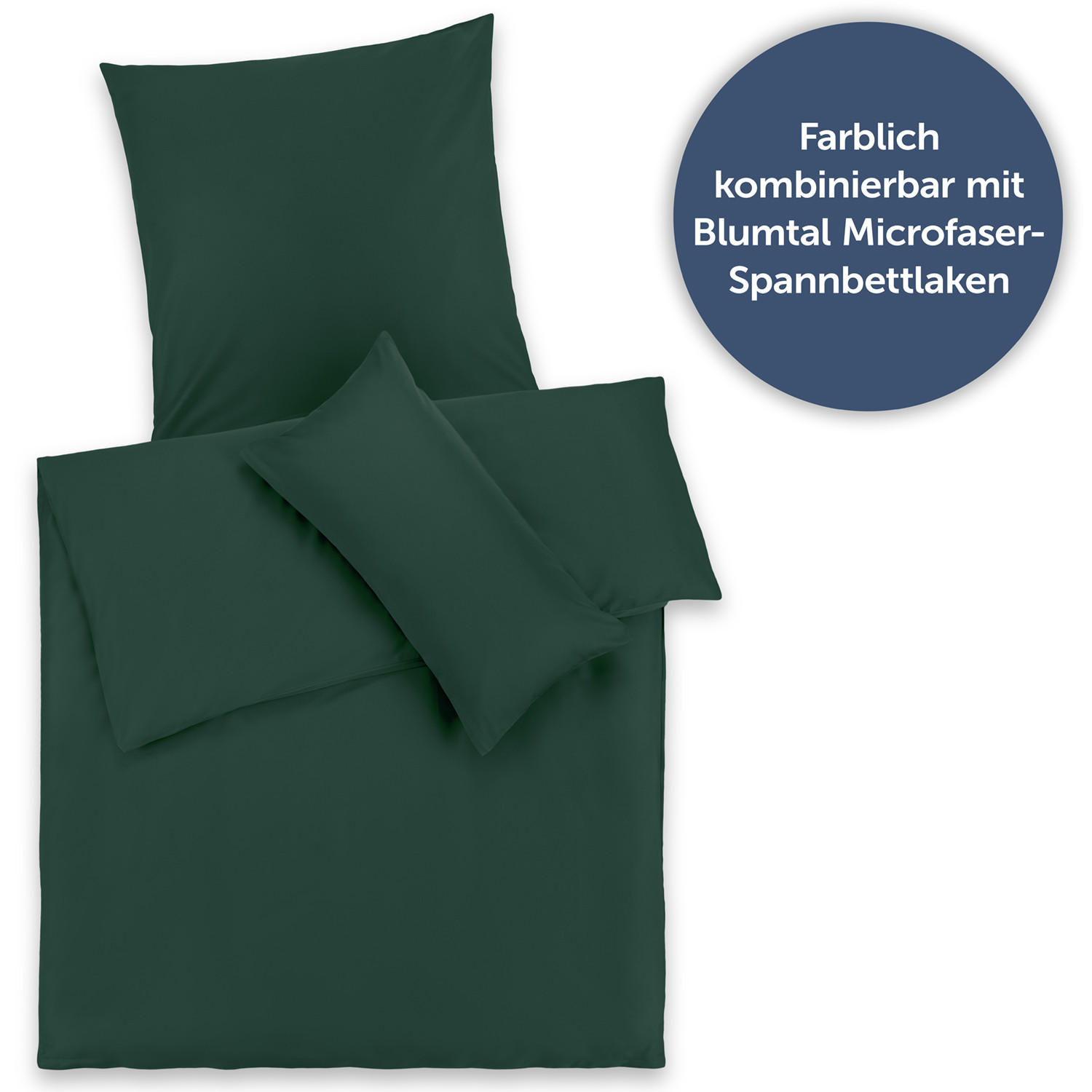 Thumbnail - Blumtal Bettwäsche, Dunkelgrün, Textil, Rechteckig, 135x200 cm, Oeko-Tex® Standard 100, Schlaftextilien, Bettwäsche, Bet...