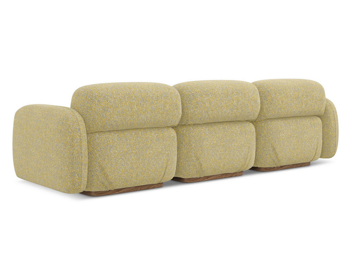 4-SITZER-SOFA Strukturstoff Stoff Gelb - Currygelb/Gelb, Holz/Textil (270/73/95cm) - Makamii