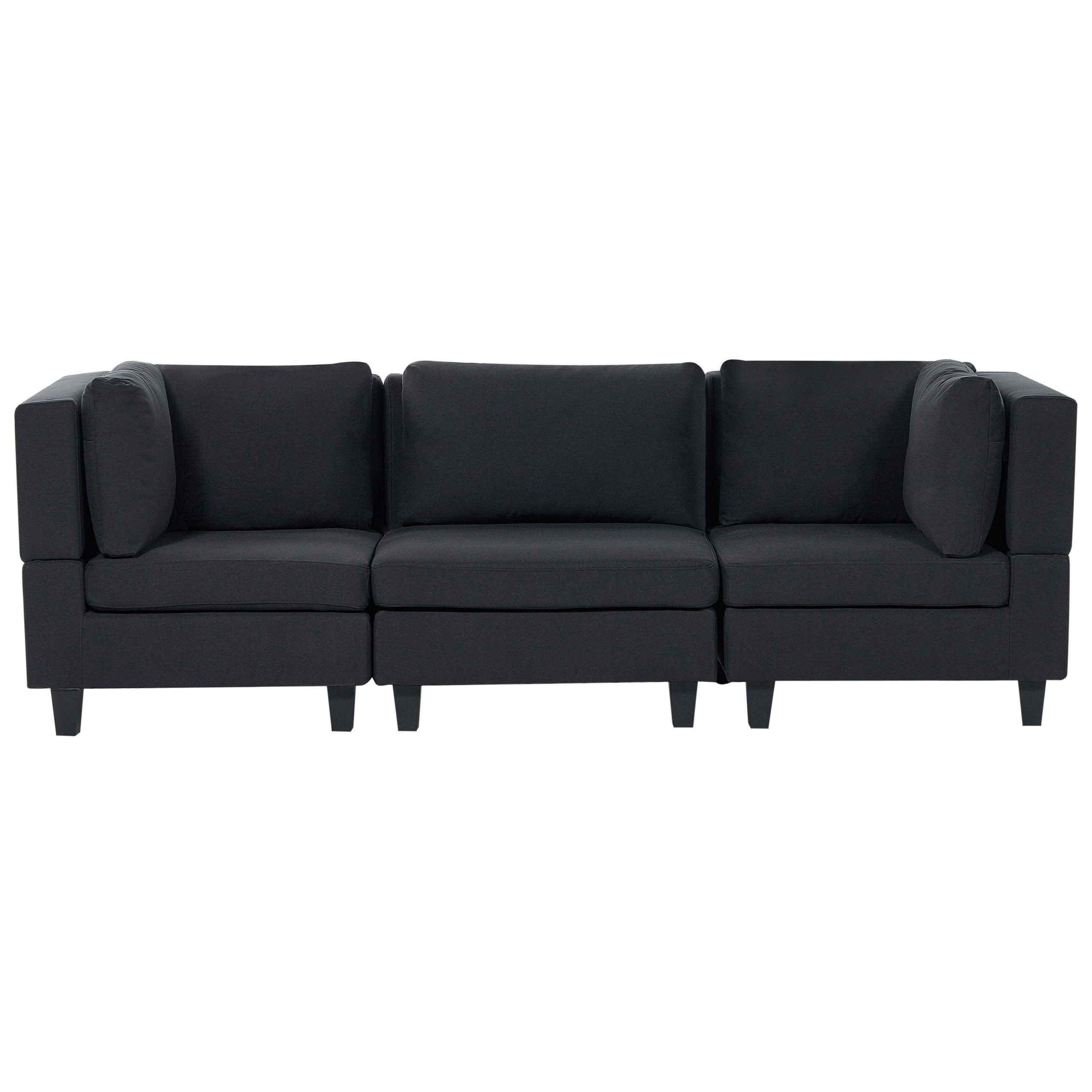 3-SITZER-SOFA Leinenoptik Schwarz Unstad - Schwarz, Textil (228/72/76cm) - Beliani