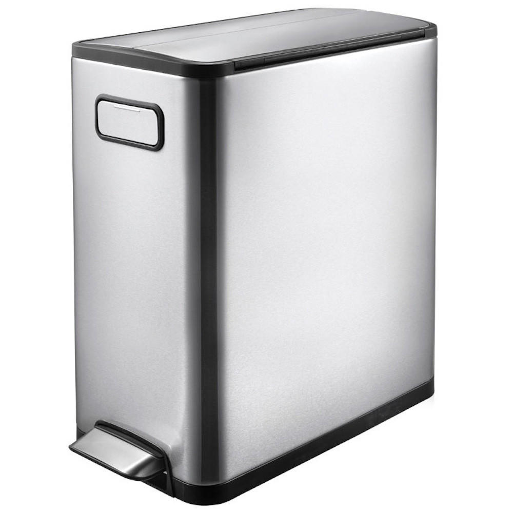MÜLLEIMER Zur Abfallscheidung Aus Gebürstetem Edelstahl 20 Liter 46,5 x 25 x 37,5 cm Edelstahl - Silberfarben, Metall (25/46.5/37.5cm) - PROREGAL